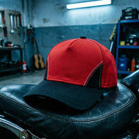 Gorra de Béisbol Oxford en Rojo y Negro con Contraste de Color, Estilo Vintage Lavado, Bordado de Puntos/Frutas, Ajustable, Unisex, para Deportes al Aire Libre