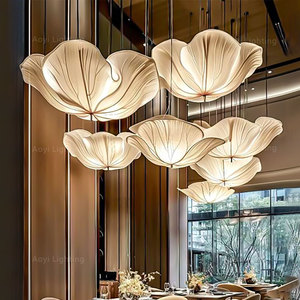Customized Chinese Style Lotus Pendant <b>Lights</b> Staircase Restaurant Design Engineering Lighting Fixtures for Villas <b>Tea</b> - Product Image 3