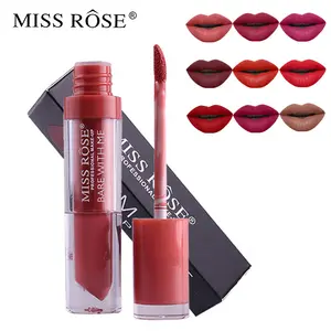 MISS ROSE Mist-brillo de labios mate, antiadherente, 24 colores, resistente al agua, no fácil decoloración