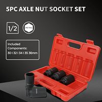Jeu de douilles à chocs pour écrous d'axe à entraînement profond de 1/2 pouce, 5 pièces |   Clé à molette métrique 12 points, CR-MO, 30mm 32mm 34mm 35mm 36mm
