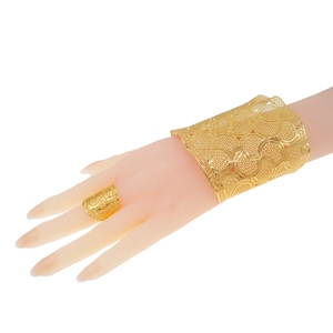 Yulaili Très Grand Bracelet Ensembles de Bijoux Mariée Femmes Fête De Luxe Or Couleur Accessoires - Product Image 6