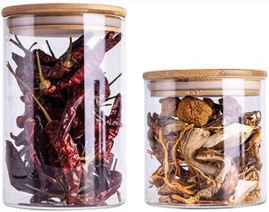 Wholesale Price Borosilicate Glass Jars Transparent Food Bulk Storage Jars Glass With Bamboo Lid