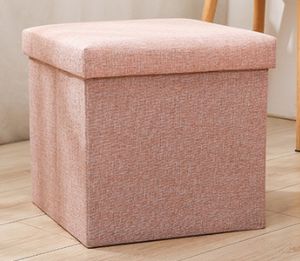 Reposapiés Plegable de Lino con Acolchado, Otomana Moderna con Almacenamiento para Sala de Estar - Product Image 2