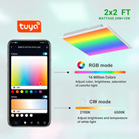 Nouveauté : Panneaux LED plats intelligents RGB CW 2*2FT, contrôlés par application téléphonique WiFi, en aluminium, pour la maison et le bureau
