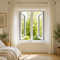 Fenêtres à battants verticaux en PVC avec verre trempé, résistantes aux impacts d'ouragan et antivol, pour usage extérieur dans les maisons et villas