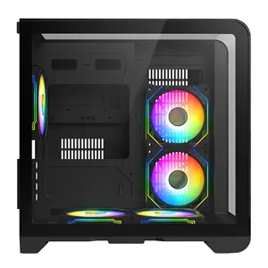 Top đường cong Glass Bảng điều chỉnh PC trường hợp mATX chơi game trường hợp máy tính hỗ trợ Micro-ATX/ ITX Bo mạch chủ argb Fan 3060 GPU Máy tính để bàn PC Chassis