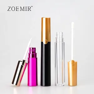 Set botol kemasan kosmetik mewah tabung lip gloss hitam kuning kosong eyeliner wadah dan tabung maskara dengan logo kustom