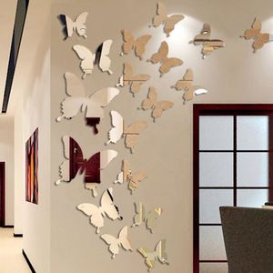 12Pcs/<b>set</b> Butterflies Reflective PET <b>Wall</b> <b>Mirror</b> Decal <b>Wall</b> Art Decor Self-adhesive 3D Butterfly <b>Mirror</b> <b>Wall</b> Stickers - Product Image 3