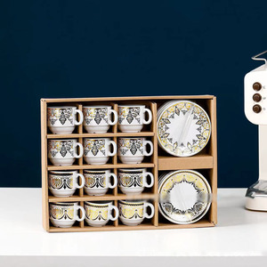 Lindo juego de tazas de cerámica de lujo, juego de tazas de café caliente de estilo europeo de 6 piezas para árabe y Etiopía, regalo promocional para mesa de centro - Product Image 2