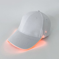 Gorra de béisbol de algodón de moda para hombre, diseño de fibra óptica emisor de luz LED, estilo de lengua de pato curvada para escenario de actuación de Festival