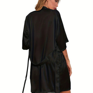 Women's Satin Kimono <strong>Robes</strong> Bridesmaid Wedding <strong>Robes</strong> Silky Bathrobes Summer Loungewear - Product Image 6