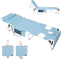 Chaise de bronzage robuste avec chaise longue pliante réglable à 5 positions, chaise longue de plage portable