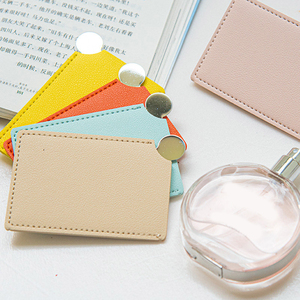 Personalized Red Pu Leather Pocket <b>Mirror</b> With Custom Logo Single Side Stainless Steel Handheld Makeup <b>Mirror</b> - Product Image 5