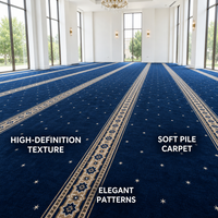 Tapis de prière en nylon jacquard bouclé de qualité supérieure, fabriqué à la machine, en rouleau, à poils longs et doux, pour mosquées et centres islamiques