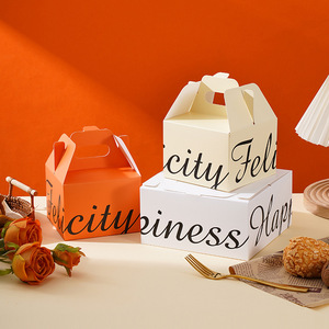 Custom Printed Kraft <strong>Paper</strong> <strong>Cake</strong> <strong>Box</strong> with Handle Birthday <strong>Cake</strong> Packaging for Other Foods Carrying Handle - Product Image 3