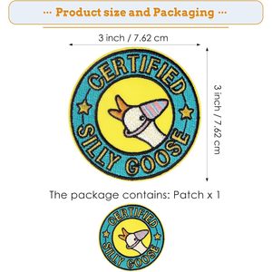 ได้รับการรับรองเหล็กห่านโง่บนแพทช์กลมที่มีสีสันปักลายสำหรับกระเป๋า - Product Image 6
