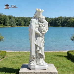 Statue de la Vierge <span class=keywords><strong>Marie</strong></span> avec l'Enfant en marbre grandeur nature TREVI, sculpture religieuse pour l'extérieur, église, jardin - Product Image 4