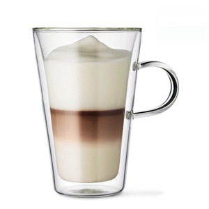 Tasse en verre à double paroi, bouche évasée, isolante thermiquement, pour thé, lait, jus, eau, usage domestique, vaisselle pour adultes - Product Image 1