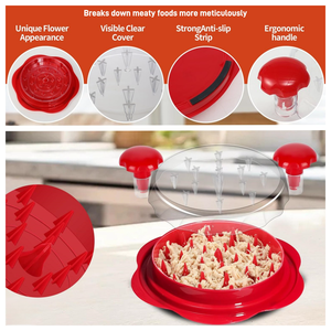 Trituradora de carne de cocina antideslizante de alta calidad, herramienta trituradora de pechuga de pollo, tapa transparente de plástico portátil, trituración de pollo - Product Image 4