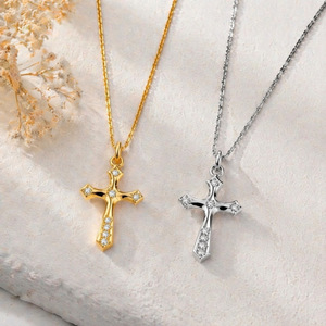 yunnique <b>Cross</b> Necklace Stainless Steel With Zircon 18K Gold Silver Plated For Women Gift Jewelry - Product Image 1