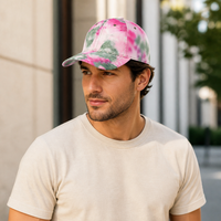 Casquette de baseball multicolore tie-dye à six panneaux avec visière incurvée, style streetwear décontracté, avec œillets de ventilation pour la mode en extérieur