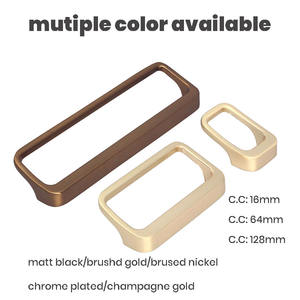 Drievoudige Moderne Handgrepen In De Keukenkast-Rechthoekig Met Zachte Randen En Matzwart/Geborsteld Champagne Goud/Gepolijst Goud Zink - Product Image 3