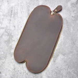 Handgemaakte lederen etui van koeienhuid met vintage rits, S-vormig pennenetui, vintage etui, enkelvoudige penhouder - Product Image 5