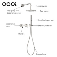 Ensemble de douche froid chaud doré brossé haut de gamme ensemble de robinet de douche anti-empreinte digitale dissimulé pour salle de bain