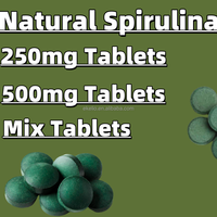 Comprimés mélangés naturels de couleur verte 250mg/500mg comprimés de spiruline en poudre en vrac