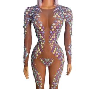 <span class=keywords><strong>Mono</strong></span> Sexy Transparente con Diamantes de Imitación y Purpurina, <span class=keywords><strong>Mono</strong></span> de Malla A LA Moda de <span class=keywords><strong>Talla</strong></span> <span class=keywords><strong>Grande</strong></span>, <span class=keywords><strong>Mono</strong></span> Ajustado con Lentejuelas, Monos de Una Pieza para Mujer - Product Image 6