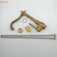 Robinet de lavabo antique en laiton Beelee, robinet de lavabo de salle de bain, robinet de mélangeur de comptoir, robinet de lavabo de cuisine pour la salle de bain