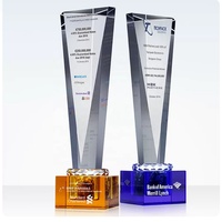 Trophée Triangle Verre Sablé En Gros Prix Optique Personnalisé Optique K9 Cristal Médaille Plaques En Bois Clair Peak