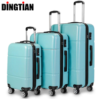 Set Koper Tahan Lama dengan Logo Merek Kustom, Bagasi Kabin 3 Pcs, Set Koper Keras ABS PC 20 24 28 Inch, Tas Perjalanan Ringan