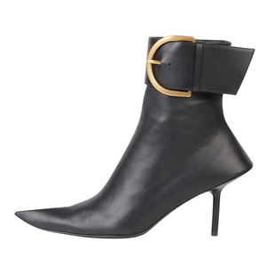 Bottines sexy à grande boucle pour femme, talon fin, bout pointu, fermeture éclair, chaussures de soirée, couleurs personnalisées - Product Image 6