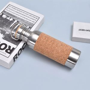 Custom logo Metal Tumbler Double Wall Vacuum Insulation Non Slip Cork Yoga Water <b>Bottle</b> With with Thin Detachable Cork Sleeve - Product Image 6