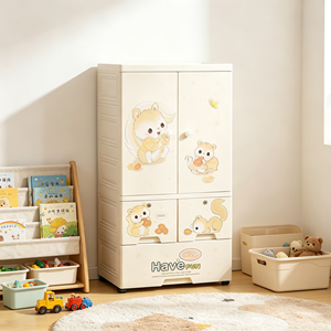 <span class=keywords><strong>Armadio</strong></span> in Plastica <span class=keywords><strong>per</strong></span> Bambini a 3 Ripiani con Serratura, Mobile <span class=keywords><strong>per</strong></span> la Conservazione di Vestiti nella Camera da Letto dei Bambini - Product Image 4