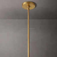 Lustre moderne en laiton et acier avec cylindre en verre, suspension pour plafond haut, chambre à coucher, salle à manger, lampe suspendue personnalisable
