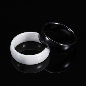 <b>Ceramic</b> <b>Ring</b> 6mm White And Black Simple Geometric Shape Unisex Jewelry Gift - Product Image 1