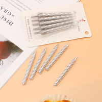 Bougies d'anniversaire en spirale multicolores en gros, or et argent, 10 pièces, en cire de paraffine, écologiques, pour Pâques, fêtes d'enfants, occasions spéciales