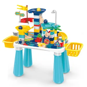 Juego de bloques de construcción de carreras de canicas para niños, 110 piezas, mesa de bloques de carreras de canicas, Compatible con bloques de construcción de plástico duoloing