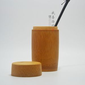 Bamboo Tea Canister Natural Bamboo Airtight Storage Drum Shape Gift Craft Packaging - Product Image 4