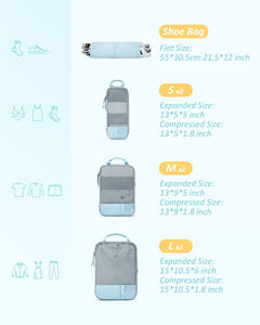 Sac de voyage polyvalent avec logo personnalisé, ensemble de 6 cubes de compression, accessoires légers, sacs organisateurs pour valise - Product Image 3