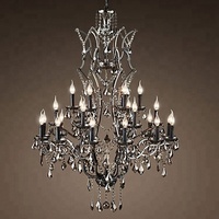 Lustre Vintage en Cristal, éclairage de décoration de maison, Rococo, fumée de fer, lustre rond en Cristal, lustre Antique de 28 pouces CZ2519B/12