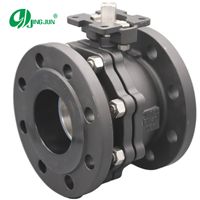 Válvula de bola industrial con brida DIN, OEM, de acero al carbono, para control de agua y gas, plataforma alta, cuerpo de 2 piezas, 100% probada contra fugas