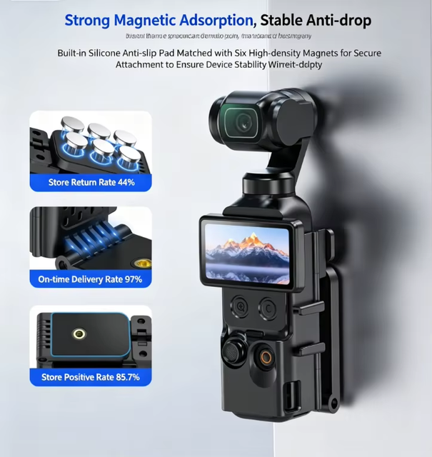 Custom Logo/Packaging Available:180 Rotatable Foldable Magnetic Mount Adapter for DJI Osmo Pocket 3 4 Action Camera Bracket