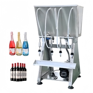 Semi Auto 4 Heads Standing Gravity Overflow Water Bottle Filler Filling Machines With Feeding <b>Pump</b> Liquid <b>Wine</b> Filling Machines - Product Image 3