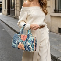 Sac à main brodé personnalisé avec imprimé corail hawaïen, imprimé floral Hibiscus des Fidji, pour le shopping, les voyages et le quotidien