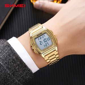 Skmei Digital Watch Men Stainless Steel Band Rose Gold Case Electronic Watch With Countdown Timer Square Design - Product Image 2