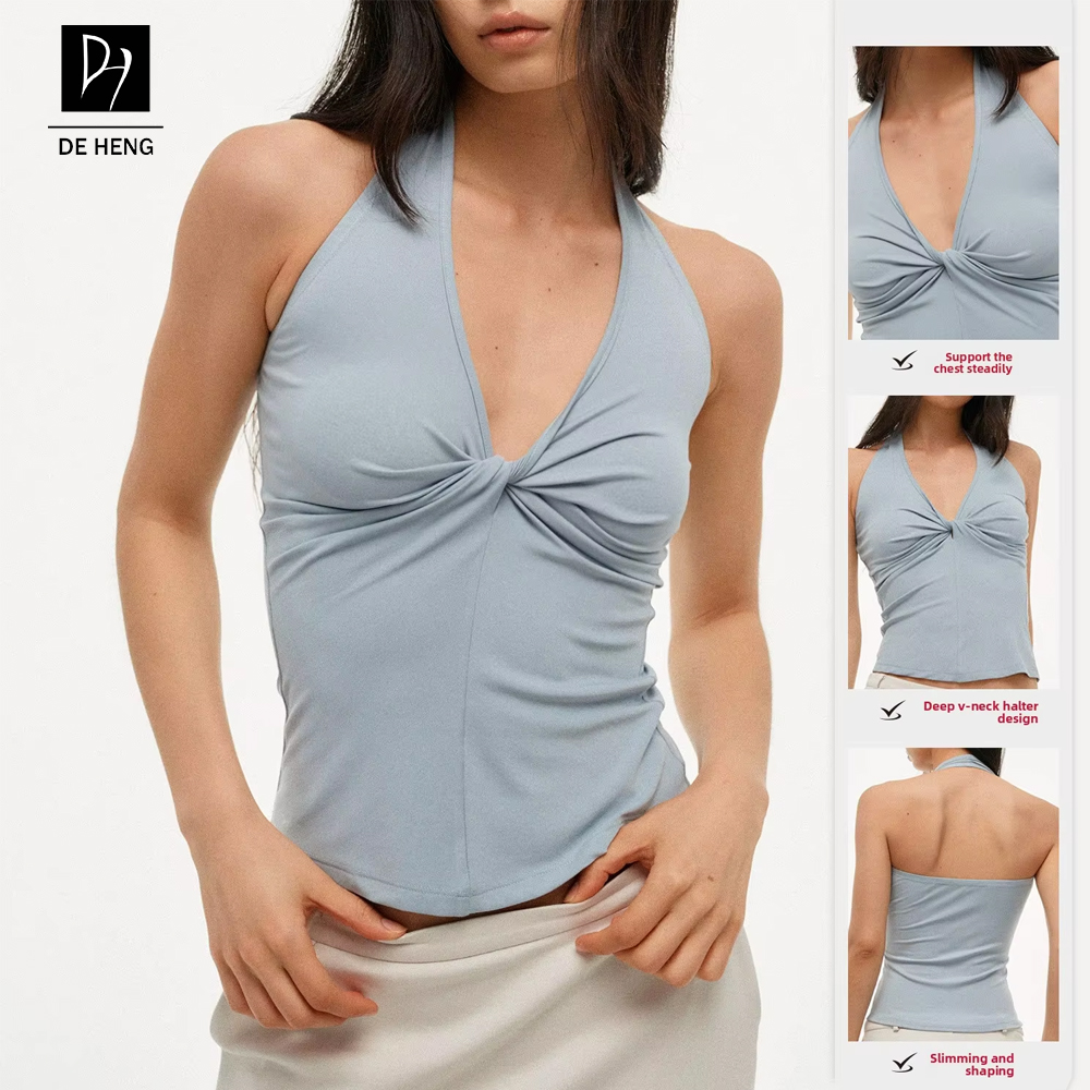 Custom Activewear Halter Neck Top Running Casual Gym Fitness Yoga Sports Yoga Tops For Women