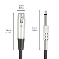 Câble professionnel 1/4 TS Mono 6,35 mm mâle vers 3 XLR femelle avec gaine en PVC pour console de mixage, microphone et lecteur DVD/haut-parleur